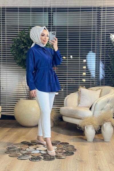 5792 Arkası Pileli Gömlek Lacivert