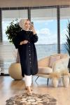 5808 Metal Düğmeli Uzun Tunik Siyah