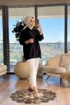 5823 Tencel Yaka İpli Fermuarlı Ceket Siyah