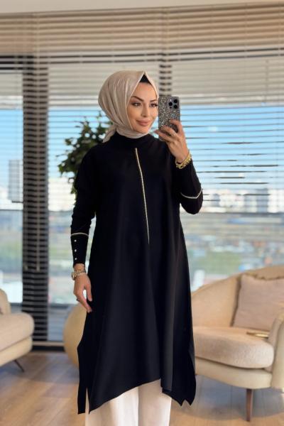 5865 Sırma Triko Panço Siyah