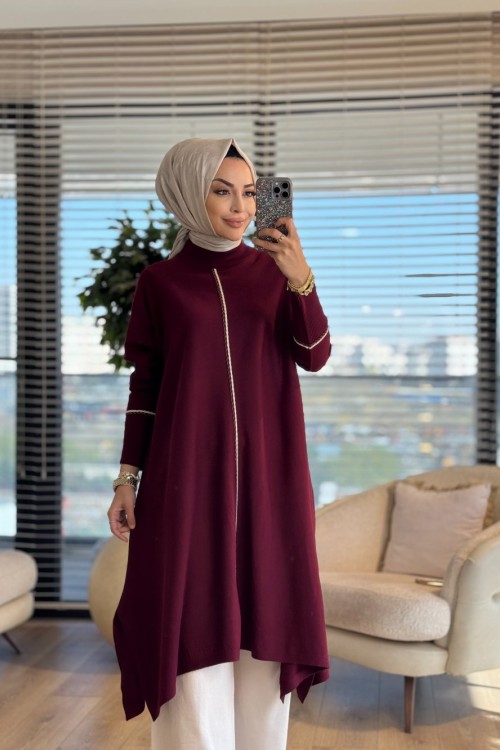 5865 Sırma Triko Panço Bordo