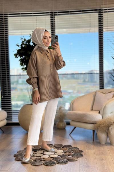 5874 Eteği Piliseli Gömlek Haki