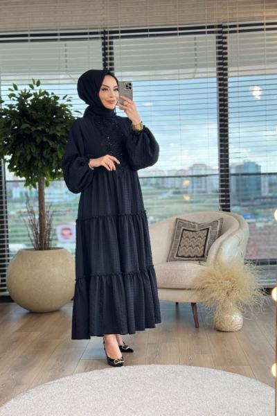 6017 Zi Elbise Siyah