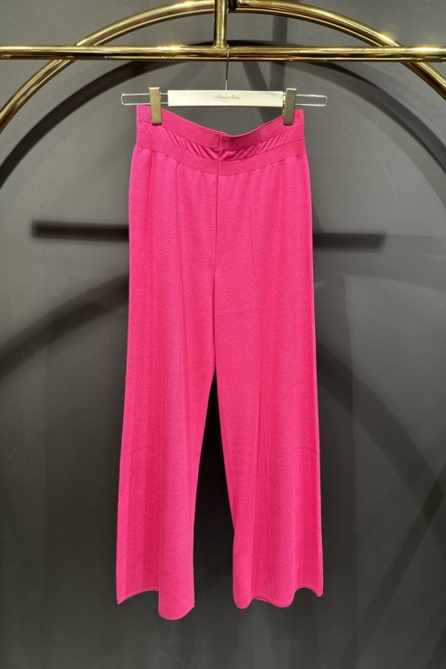 6053 Önü Dikişli Triko Pantolon Fuşya