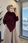 6107 Verev Kesim Triko Tunik Bordo