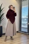 6107 Verev Kesim Triko Tunik Bordo