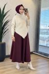 6107 Verev Kesim Triko Tunik Bej