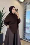 6107 Verev Kesim Triko Tunik Kahve