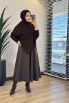 6107 Verev Kesim Triko Tunik Kahve