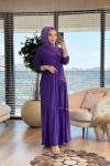 6110 Elisa Garni Detaylı Elbise Mor