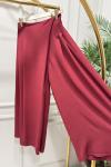 6112 Önü Parçalı Pantolon Etek Bordo