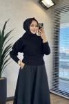 6133 Balıkçı Yaka Triko Tunik Siyah