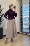 6133 Balıkçı Yaka Triko Tunik Mürdüm