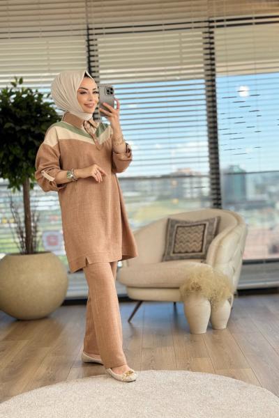 6150 Roba Verev Parçalı Takım Latte