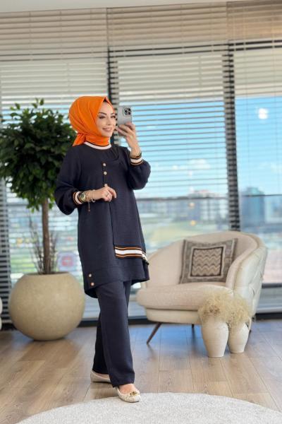 6151 Ön Parça Detaylı Takım Siyah