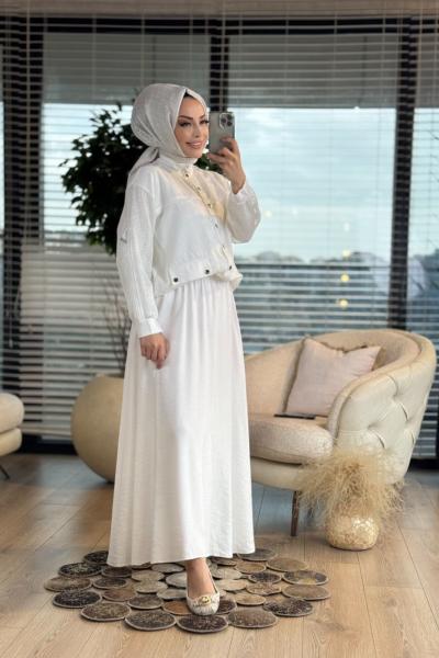 6170 Kolları Fileli Takım Ekru