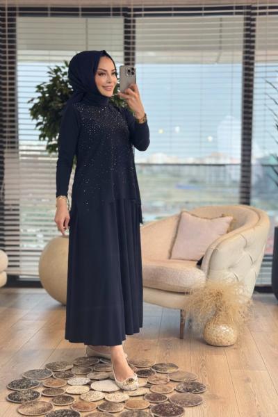 6186 Önü Serpme Taşlı Etekli Takım Laci