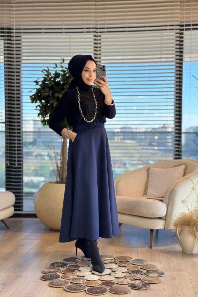 6264 Scuba Cepli Kloş Etek Lacivert
