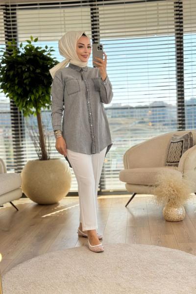 6835 Kot İki Cepli Tunik Antrasit