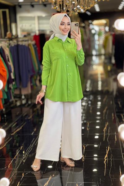 6916 Tencel Tunik Yeşil