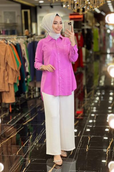 6916 Tencel Tunik Lila