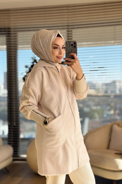 70027 Angora Omuzları Apoletli Kaban Taş