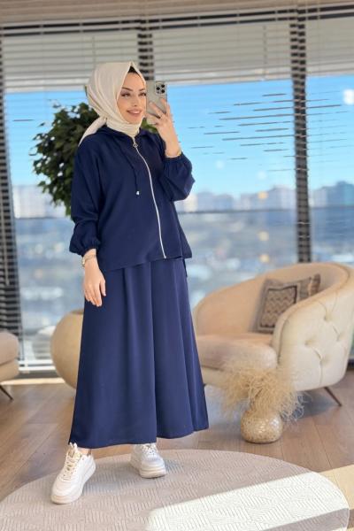 70041 Ön Fermuarlı Kapşonlu Takım Lacivert