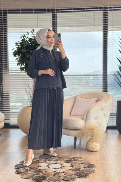 70062 Ön Parça Dikişli Pat Fermuar Kapş. Takım Siyah