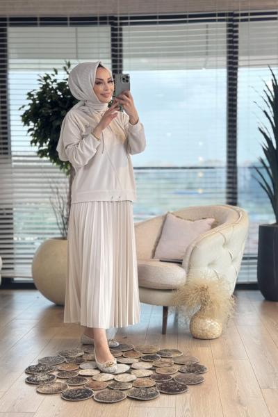 70062 Ön Parça Dikişli Pat Fermuar Kapş. Takım Bej