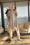 7011 Dicle Yanları Düğmeli Tunik Gri