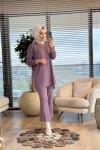 7016 Vanezia Fitilli Triko Pantolonlu Takım Gül