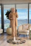 7016 Vanezia Fitilli Triko Pantolonlu Takım Latte