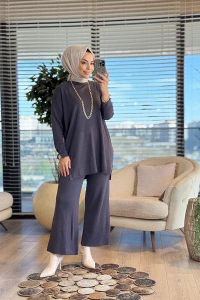 7016 Vanezia Fitilli Triko Pantolonlu Takım Antrasit