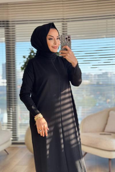 7017 Öpücük Yaka Vanezia Elbise Siyah