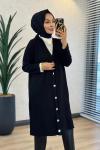 7044 Omuzu Dikişli Yarım Boy Hırka Siyah