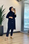 7044 Omuzu Dikişli Yarım Boy Hırka Lacivert