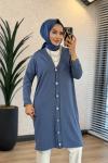 7044 Omuzu Dikişli Yarım Boy Hırka İndigo