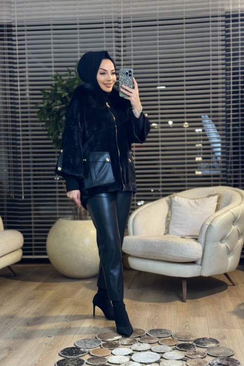 7072 Deri Cepli Angora Kaban Siyah