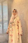708 Desenli Abaya Bej