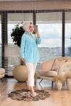 7127  Tencel Yıldız Nakışlı Tunik Turkuaz