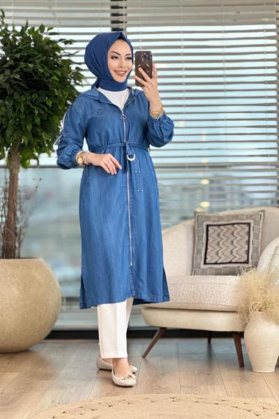 7131 Tencel Ön Ferm.Kapş. Omuz Apoletli Elbise Lacivert