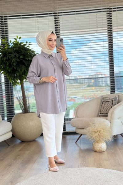 7165 Tencel Tunik Gri