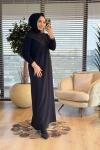 7187 Nokta Örgü İki İplik Elbise Siyah