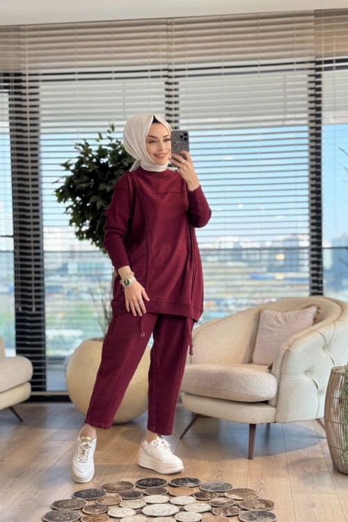 7189 Aden Trikolu İki İplik Takım Bordo