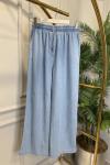 7240 Tencel Beli Lastikli Pantolon Mavi