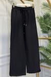 7272 Beli Lastikli Bol Paça Pantolon Siyah