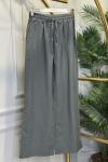 7272 Beli Lastikli Bol Paça Pantolon Gri