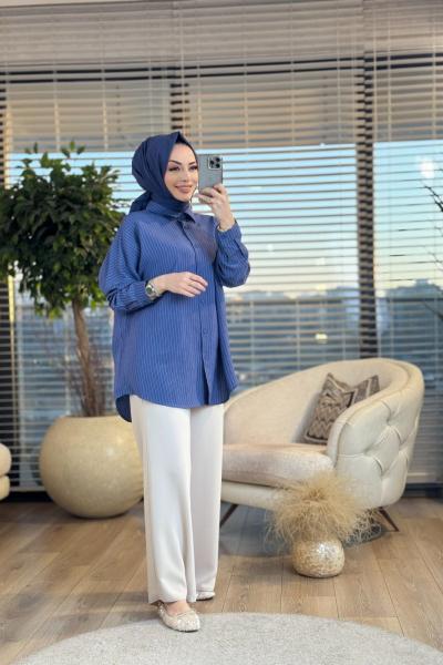 7292 Çizgili Gömlek Lacivert