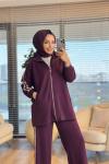 73004 Kol Ve Pantolon Yanı İki Şeritli Takım Bordo