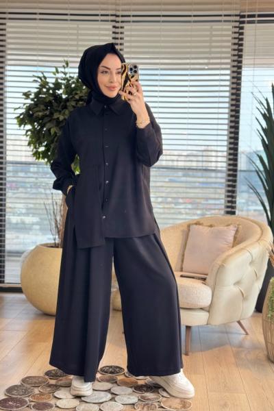 73067 Sol Taraf Parça Ve Cep Detaylı  Takım Siyah